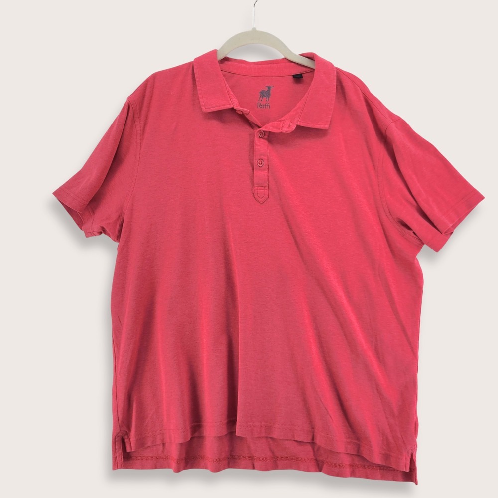Raffi Sherwood Polo Shirt XXL‎ Salmon Pink Cotton Golf Casual Classic Normcore